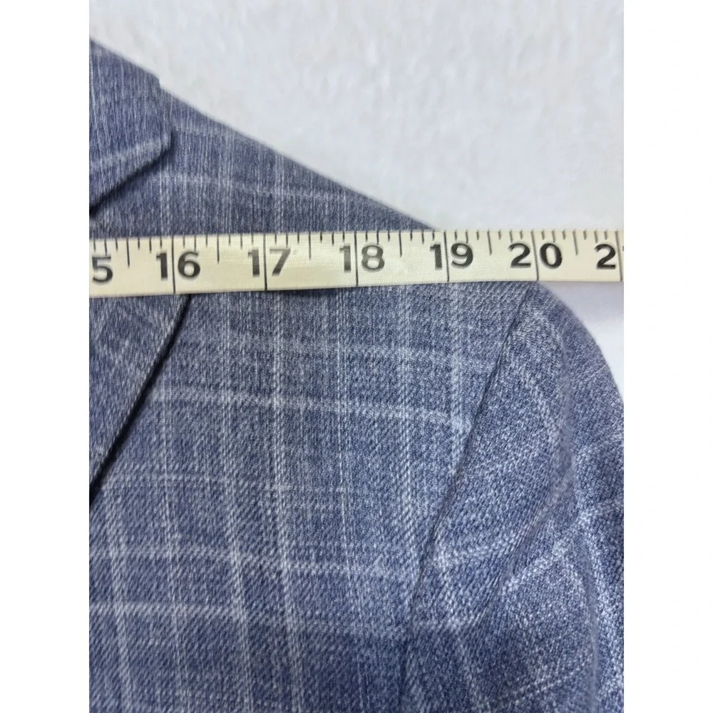Joseph Abboud Blazer Mens 44S Blue Wool Silk Linen Plaid Sport Coat Heritage